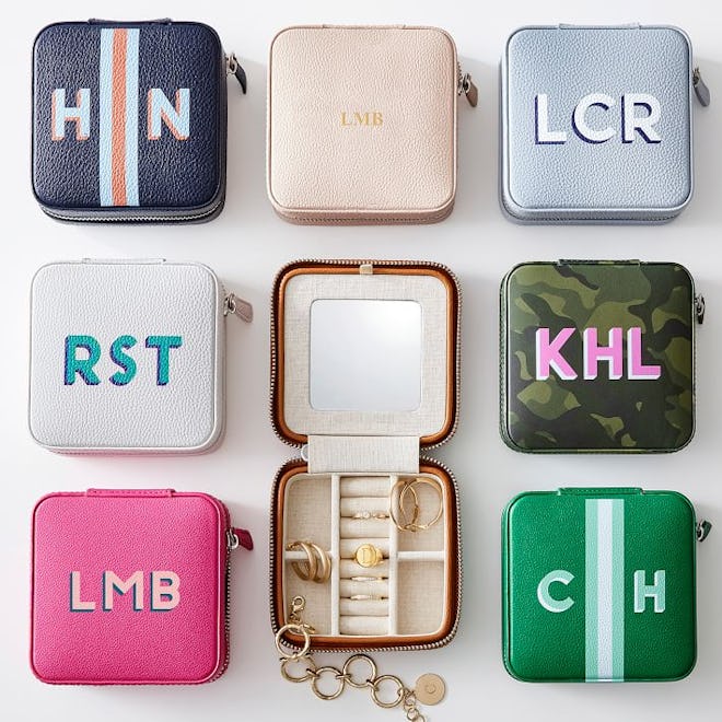 Customizable Initial Small Travel Jewelry Case