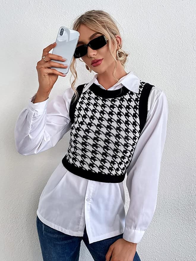 ROMWE Cable Knit Crop Sweater Vest