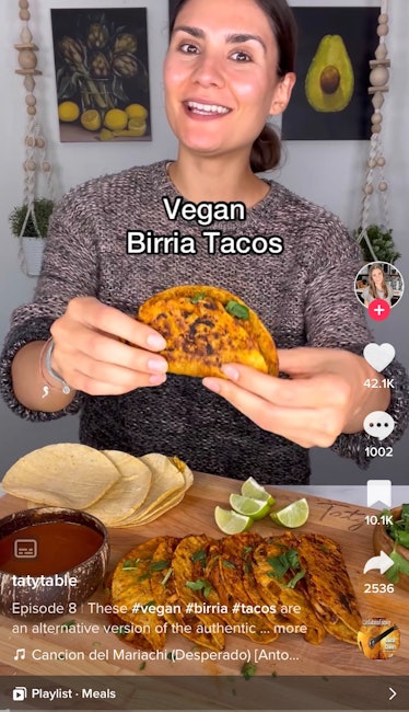 These vegan birria tacos are a great plant-based recipe on TikTok for Earth Day.