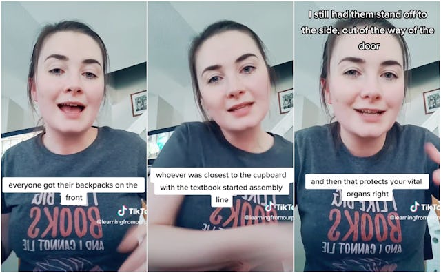 A teacher and TikToking mom has gone viral for sharing the lockdown drills she teaches her class to ...