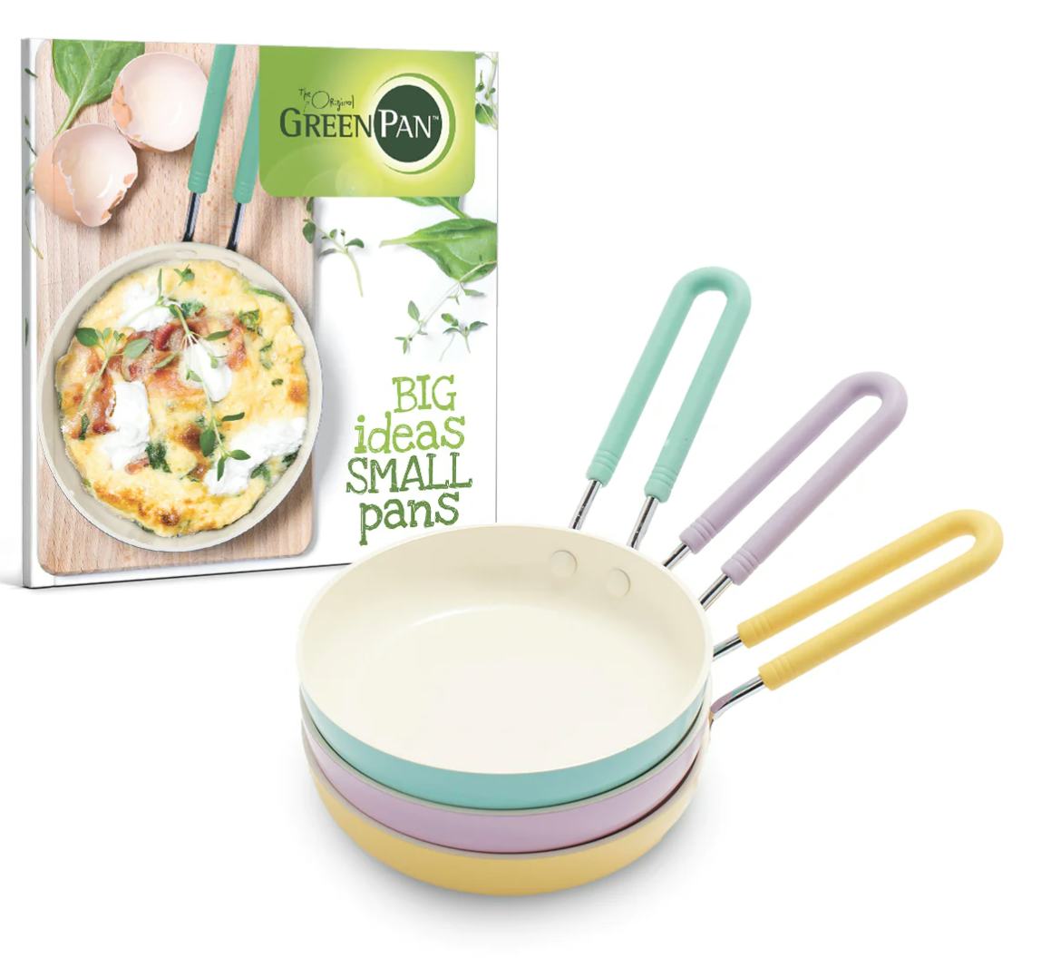 Mini Ceramic Non-stick Frypans, 5-inch (Set of 3) Plus Cookbook