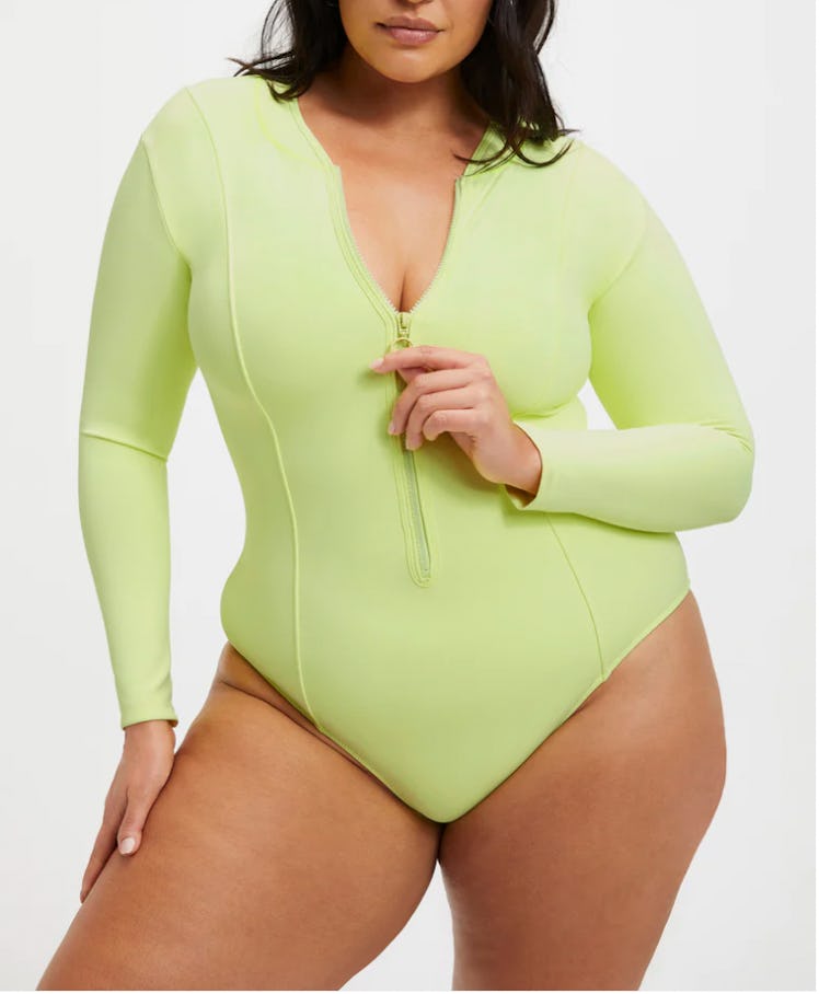 good american Compression Long Sleeve Swimsuit