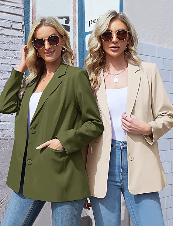 MEROKEETY Long Sleeve Blazer