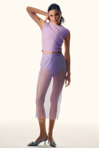 Sunday in Brooklyn Sequin Mesh Midi Skirt