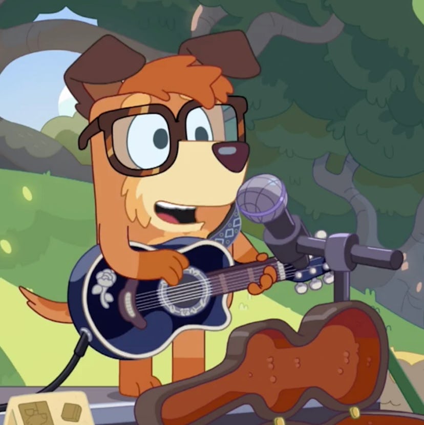 Busker, a character based on series composer Joff Bush, in the 'Bluey' episode "Markets."