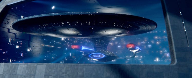 The Enterprise-D leaves the Fleet Museum in 'Star Trek: Picard' Season 3.