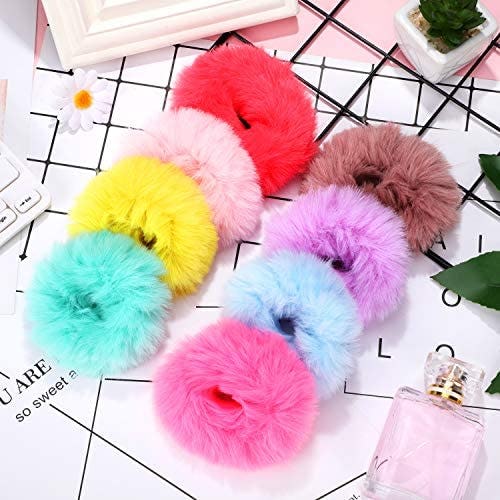 WILLBOND Faux Fur Hair Scrunchies (Pack of 30)