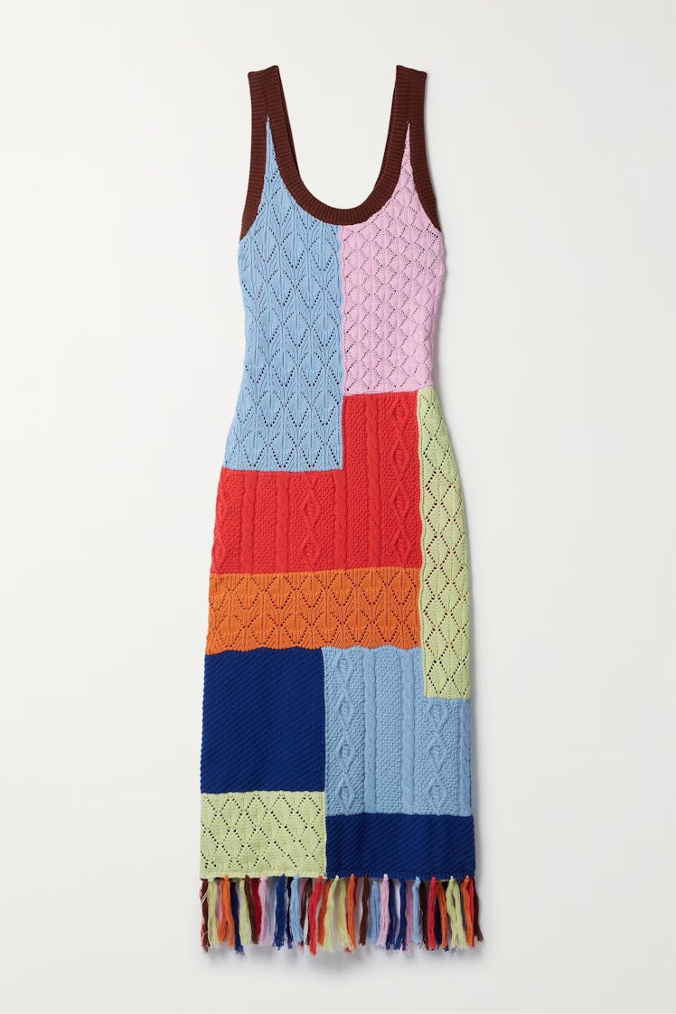 Dodo Bar Or Mark Fringed Crocheted Cotton Midi Dress