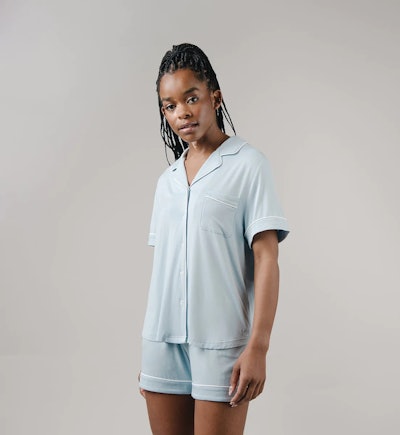 Women's Short Sleeve Bamboo Pajama Set in Stretch-Knit