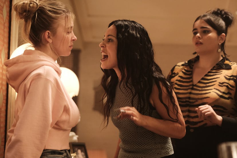 Sydney Sweeney, Alexa Demie, and Barbie Ferreira as Cassie, Maddy, and Kat on ‘Euphoria.'