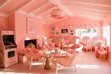 Trixie Motel has a pink lounge that guests check in to.