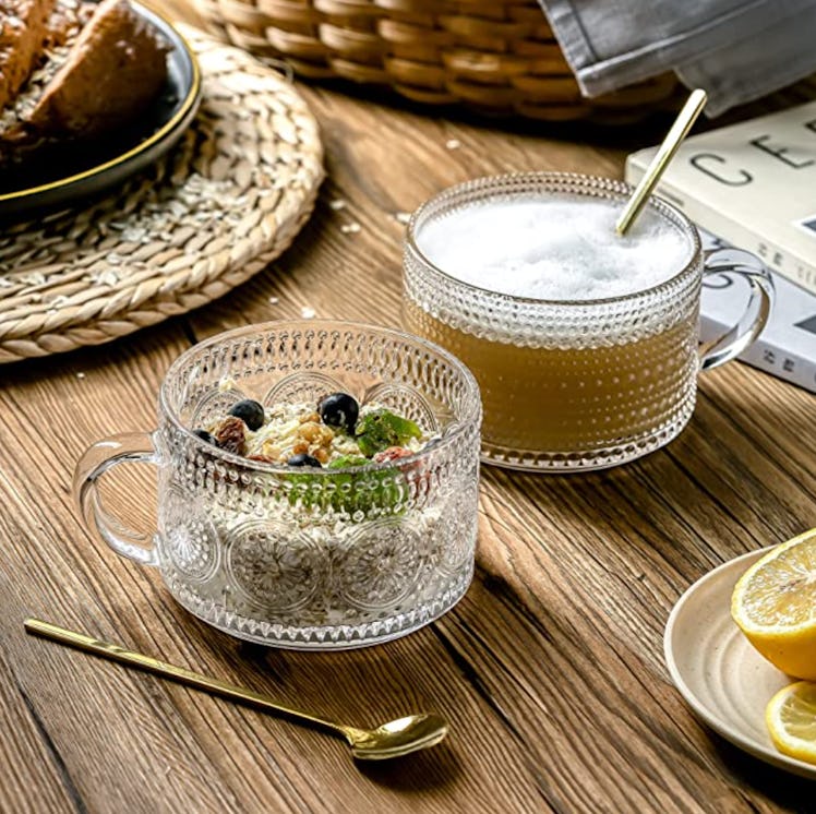 Gezzeny Vintage Glass Coffee Mugs (2-Pack)