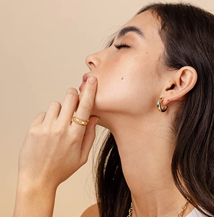 PAVOI 14K Gold Plated Chunky Hoops