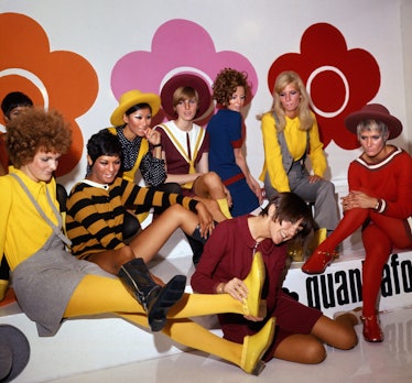 Mary Quant with models at the Quant Afoot footwear collection launch, 1967.