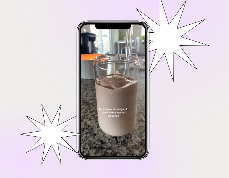 A TikToker shares cold brew recipes on TikTok like this cold brew smoothie for the morning. 