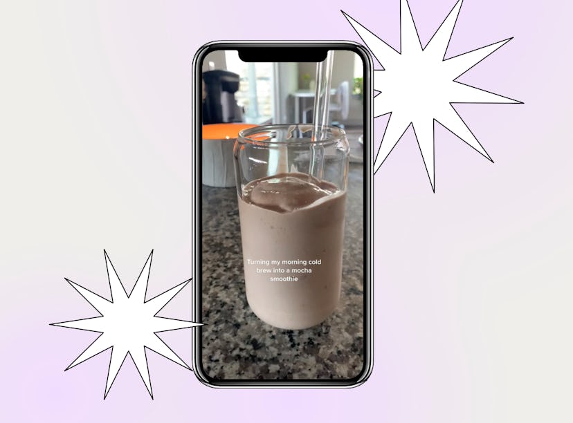 A TikToker shares cold brew recipes on TikTok like this cold brew smoothie for the morning. 