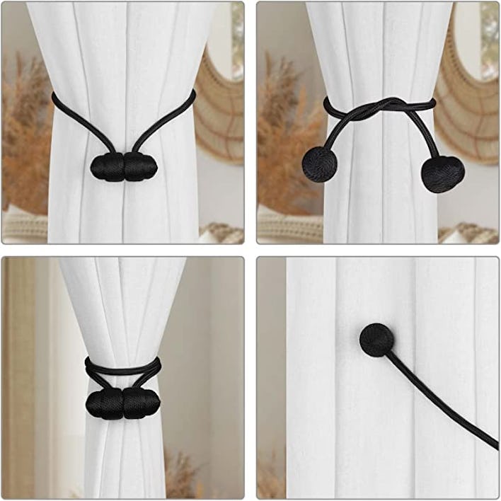 Ohtomber Black Magnetic Curtain Tiebacks (2-Pack)