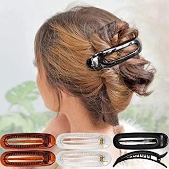 If you're looking for a comfortable way to keep your hair up, consider using these duckbill barrette...