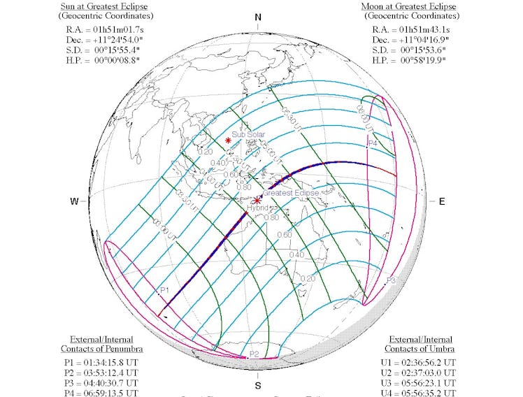 April's hybrid eclipse will be visible from Australia and Southeast Asia.