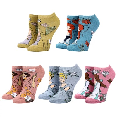 Disney Princess Floral 5-Pair Women’s Ankle Socks