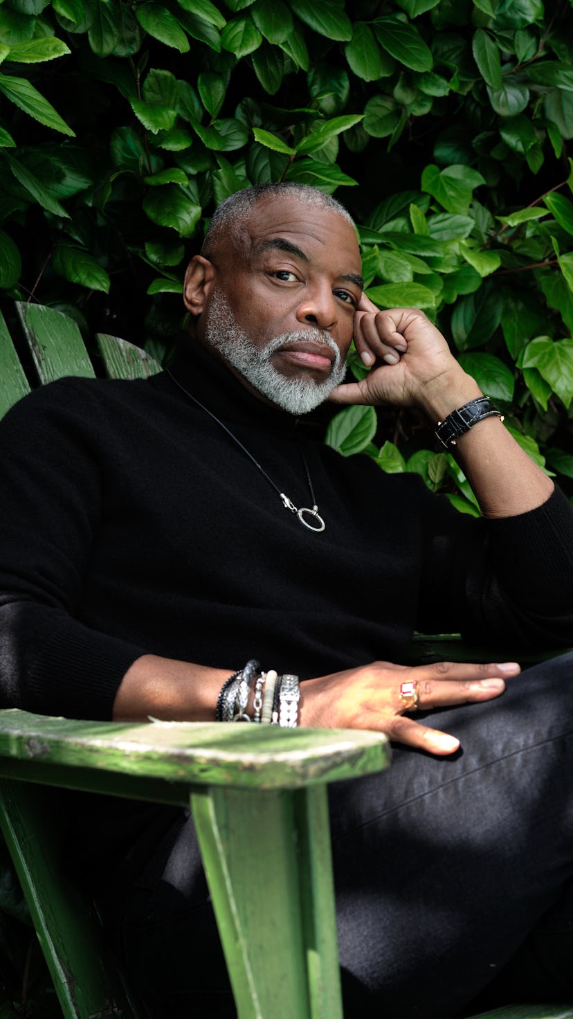Levar Burton sitting in an Adirondak chair looking at the camera.