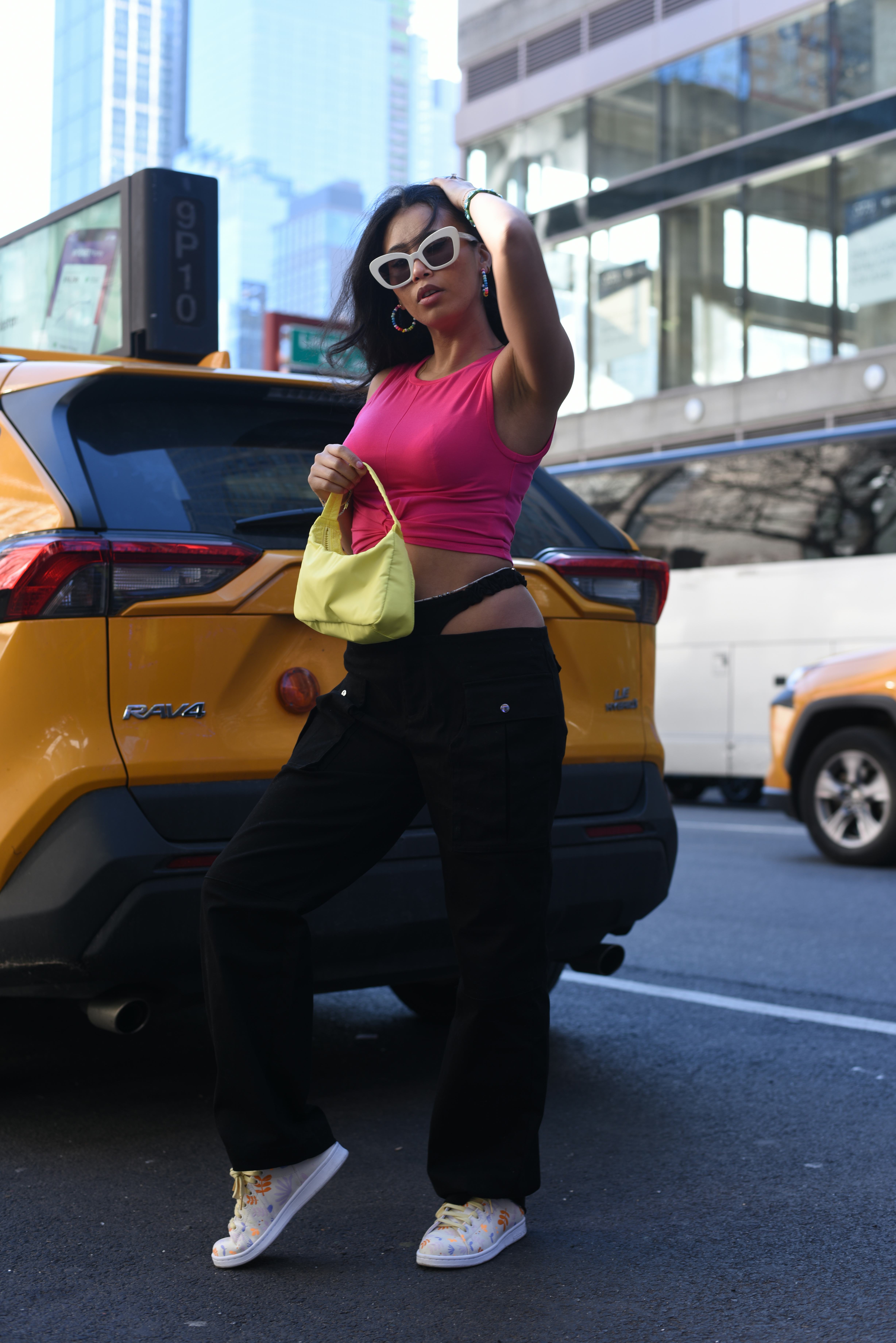 Trying the built-in thong jeans.