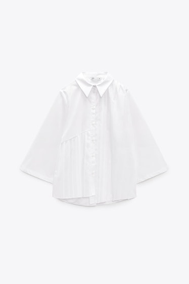 zara Asymmetrical Pleated Shirt