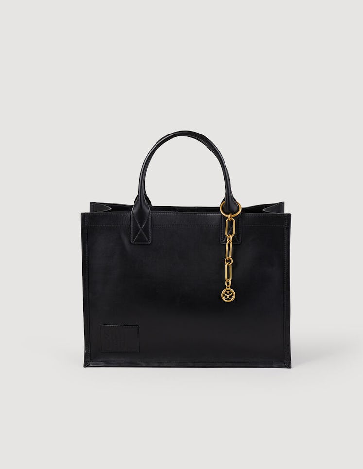 Leather Tote Bag With Chain Jewellery
