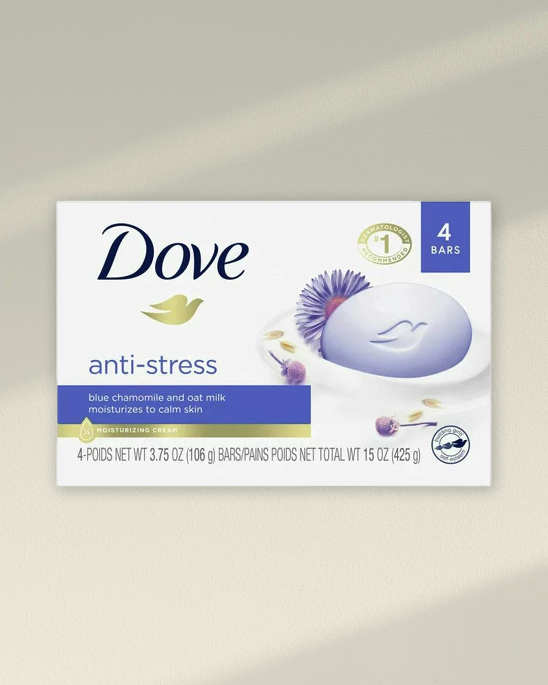 Dove Anti-Stress Blue Chamomile And Oat Milk Cream Bar (Pack of 4)