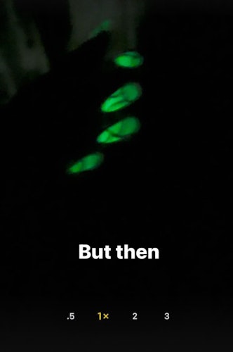 Hailey Bieber glow in the dark green nails