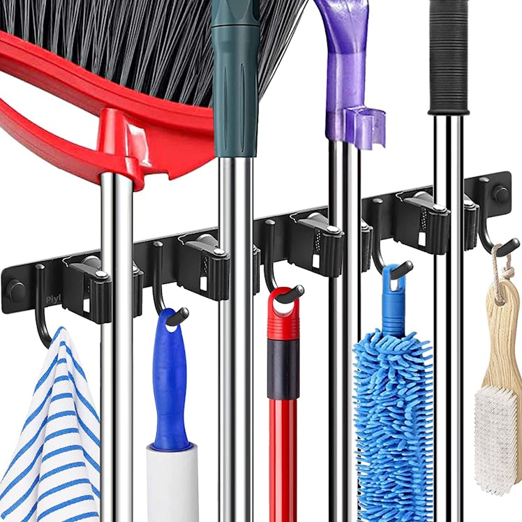 Piyl Wall-Mounted Broom and Mop Organizer