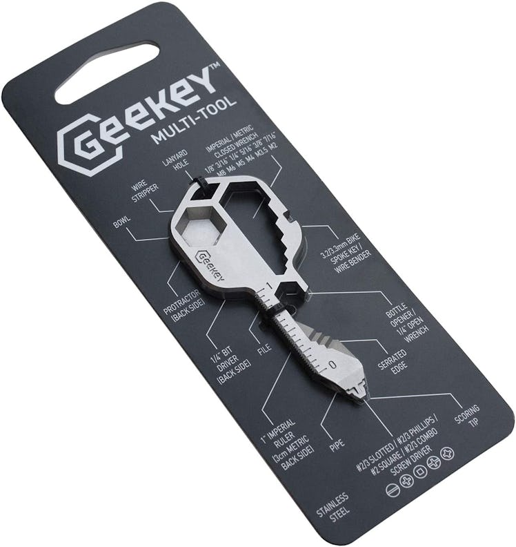 Geekey Stainless Steel Key Shaped Multi-tool Keychain