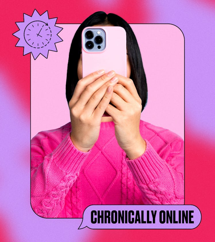 a woman looking at a phone screen
