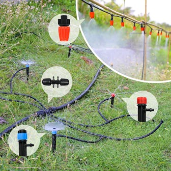 To conserve water while watering your lawn or garden, consider using this micro drip irrigation kit ...