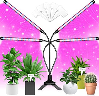 Start seedlings indoors with this grow light that has four moveable lights.