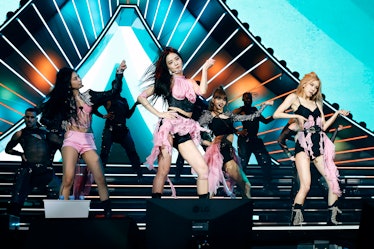 ennie, Jisoo, Lisa, and Rosé of BLACKPINK perform at the Coachella Stage during the 2023 Coachella V...
