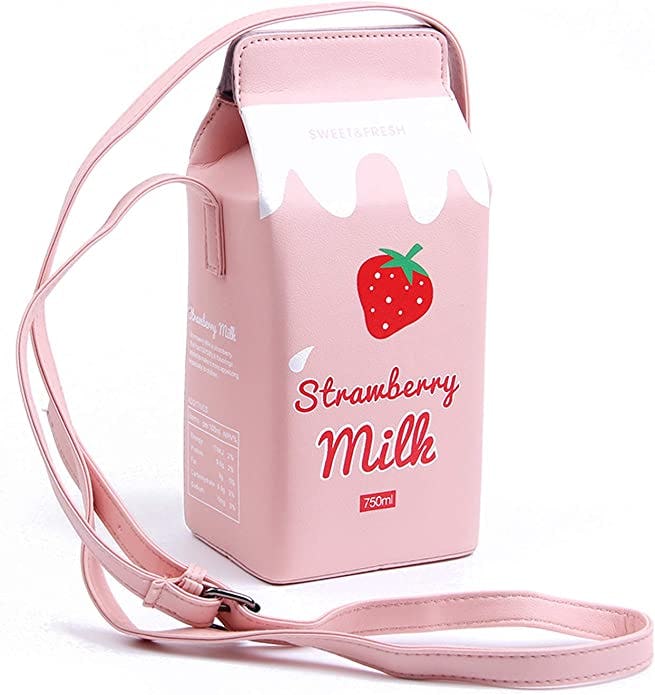 LUI SUI Strawberry Milk Box Crossbody Purse
