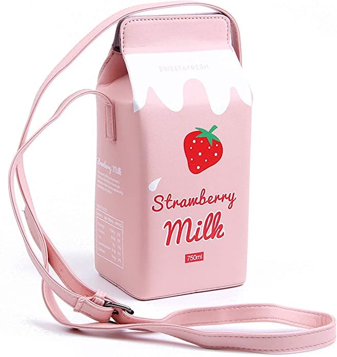 LUI SUI Strawberry Milk Box Crossbody Purse