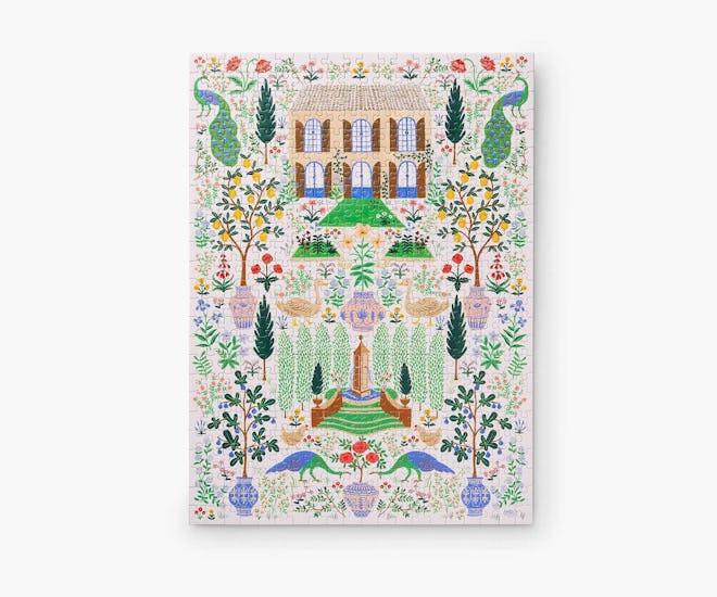 Mother's Day gifts for mother-in-law: a jigsaw puzzle with illustrated flowers and manor