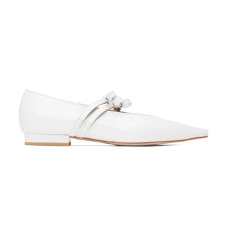 Marge Sherwood White Mary Jane Ballerina Flats