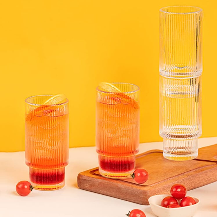 Combler Ribbed Drinking Glasses (4-Pack)