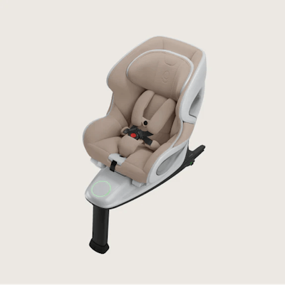 Convertible car seat in tan and grey