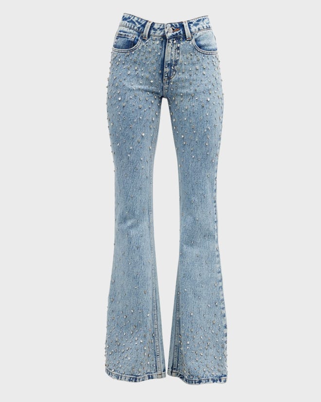 Retrofete Moore Crystal Mid-Rise Flare Denim Jeans