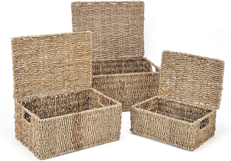 Trademark Innovations Seagrass Baskets with Lids 