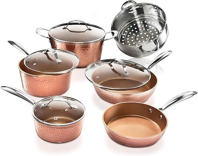 Gotham Steel Hammered Copper Cookware Set (10 Pieces)