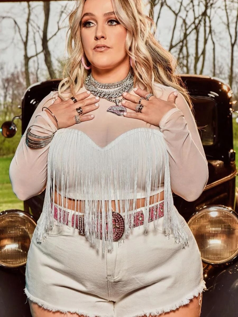 Fringe Trim Crop Mesh Top