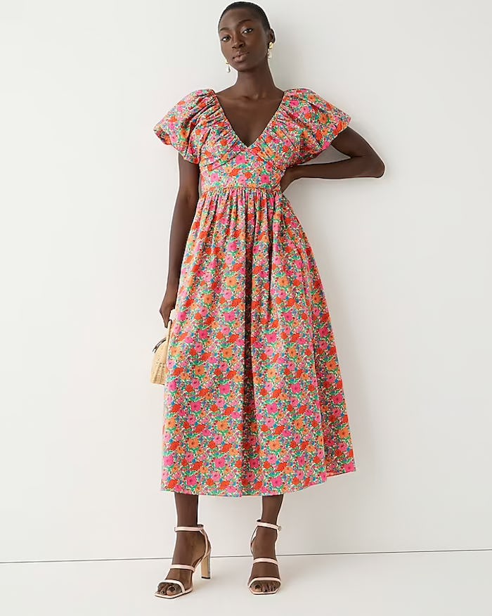 Need Mother's Day outfit ideas? Consider this vibrant floral sun dress from J. Crew.