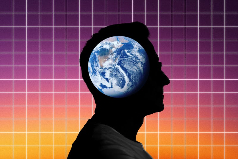 man with earth in his head