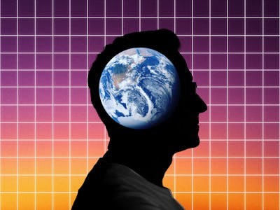 man with earth in his head