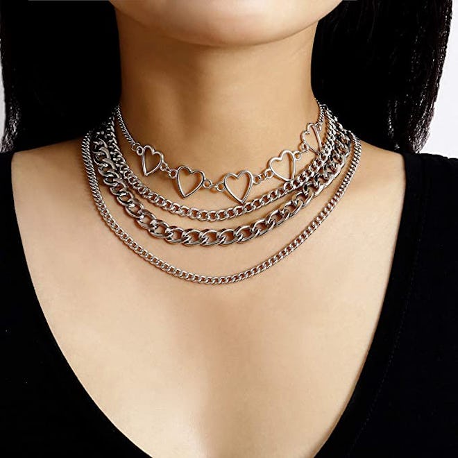 Salircon Layered Chunky Chain Necklace
